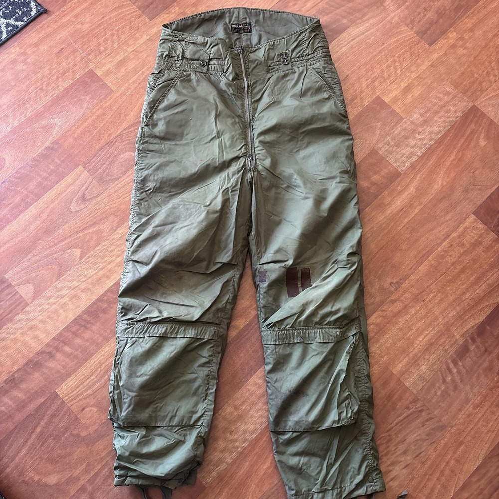Vintage U.S. Navy Snow‎ Pants Mens 36x31 Green Winter Flying Suit Insulated
